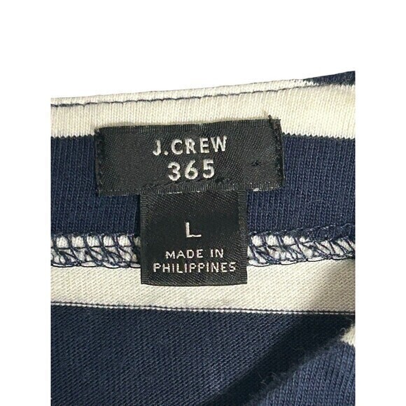 J. Crew 365 Women's Navy Blue White Stripe Long Sleeve Fit & Flare Knit Dress L - Picture 5 of 7